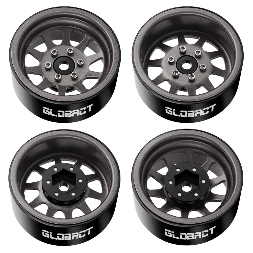 GLOBACT 1.9inch Aluminum Beadlock Wheels Rims RC Wheel Hub for TRX4 TRX6 Axial SCX10 II III Redcat 1/10 RC Crawler Upgrade Parts