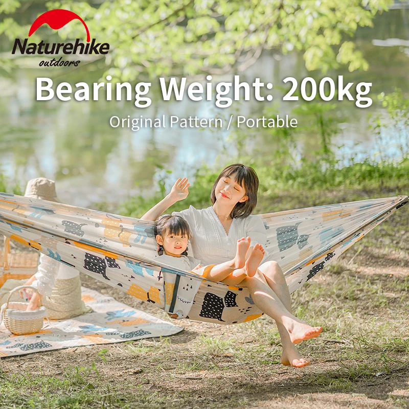 Naturehike DC-C03 Swing Hammock Outdoor Leaf Printed Parent-Child Hammock 1-2person Anti-Rollover Rocking Chair Forest Adventure