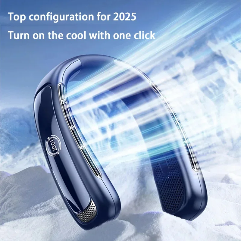 

TXF【Reliable】New 15000mAh Portable Neck Fan Smart Digital Display Outdoors Bladeless Silent Cooling Neck Fan for Summer USB Rech