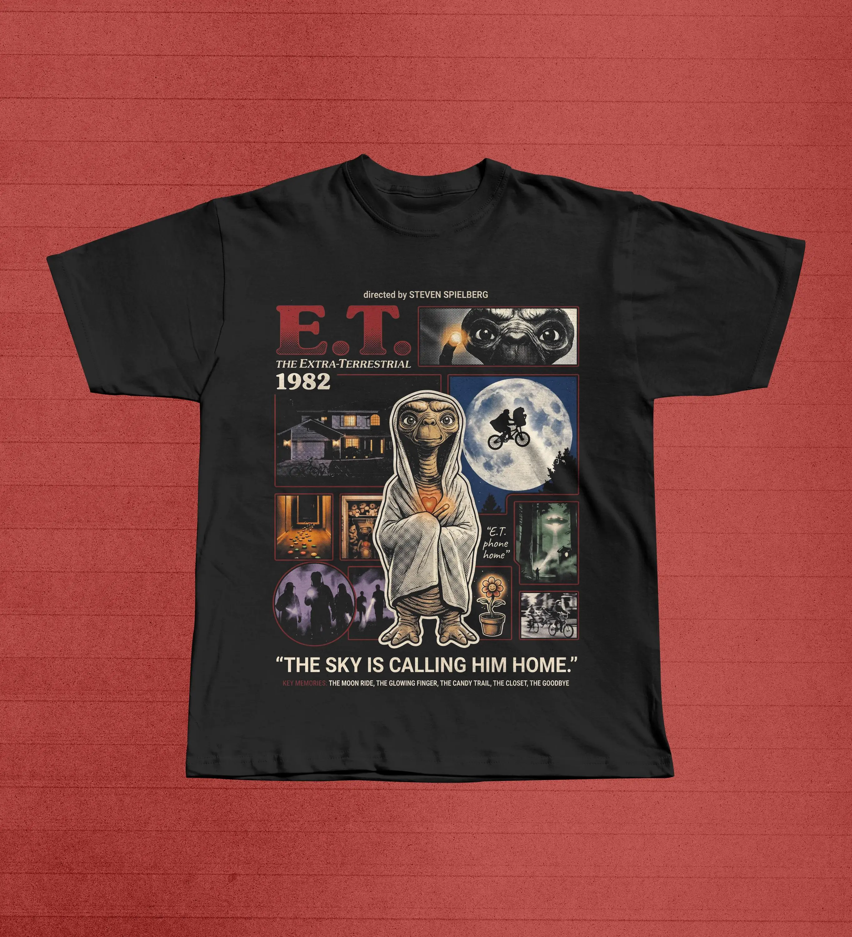 E.T. The Extra-terrestrial  Vintage 80s Movie  Graphic T-Shirt Cotton Men Women Streetwear Tee