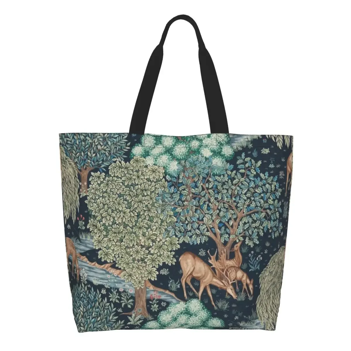 Funny Printing William Morris Deer Shopping Tote Bags Washable Canvas Shoulder Shopper Textile Pattern Handbag