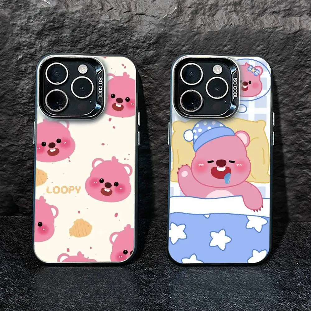 

Cute Cartoon M-loopy Phone Case For iPhone17, 16,15,14,13,12 Pro Max Black Candy Matte Shockproof Cover