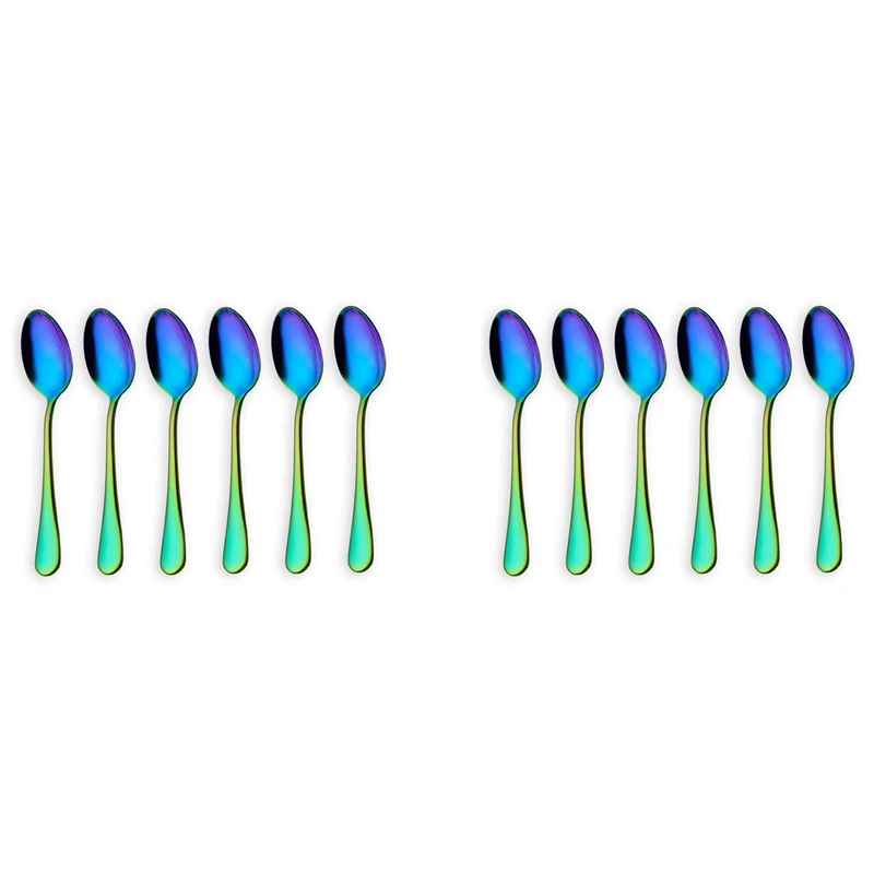 

Rainbow Color Teaspoons Coffee Spoon Mini Cake Spoon Stainless Steel Set Of 12 Pieces (Coffee Scoops)