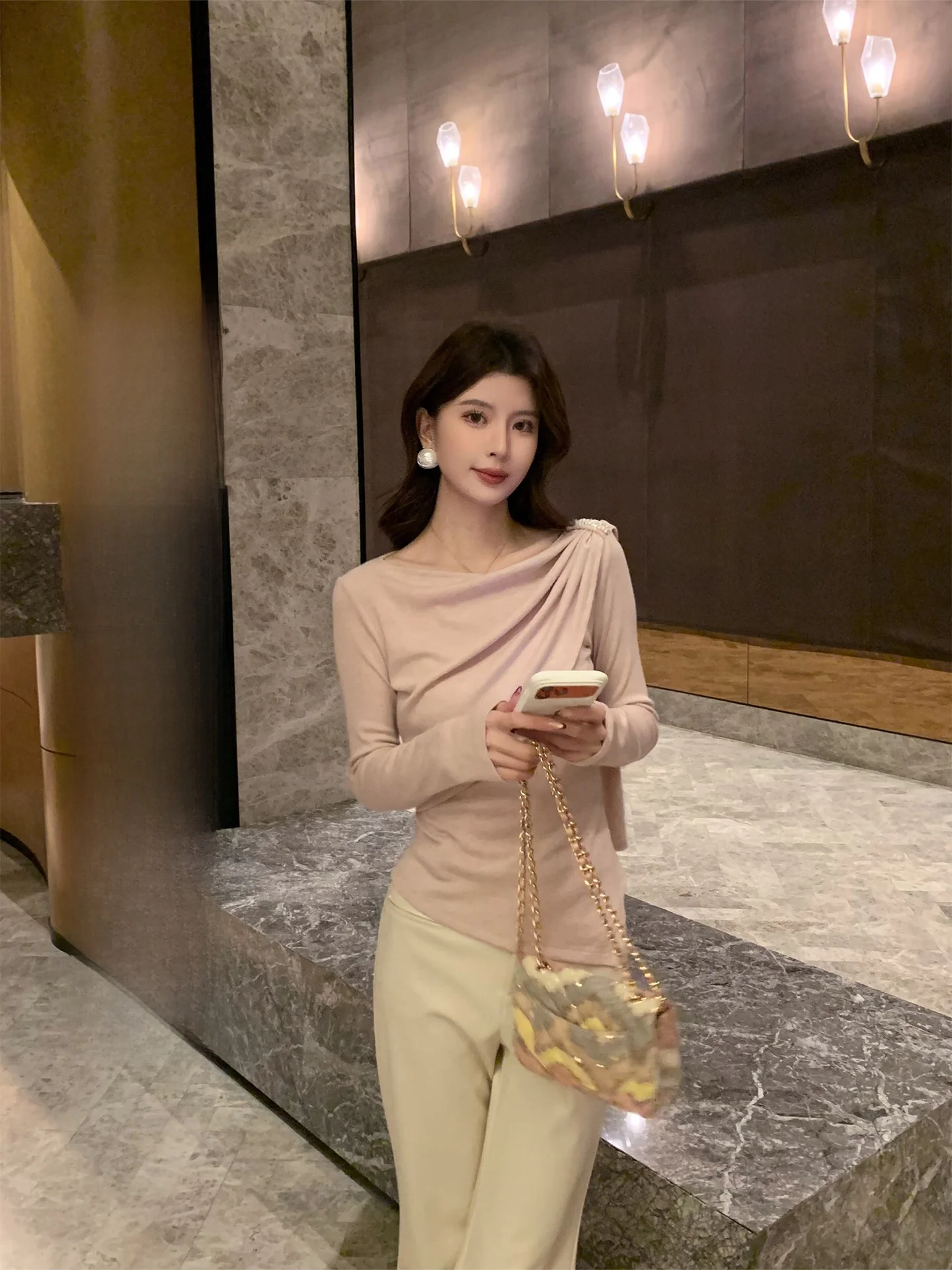 

Новинка! Женский трикотажный топ Kun Total【Sandalwood】Pink с эффектом утяжки талии, для весны, повседневный, модный.