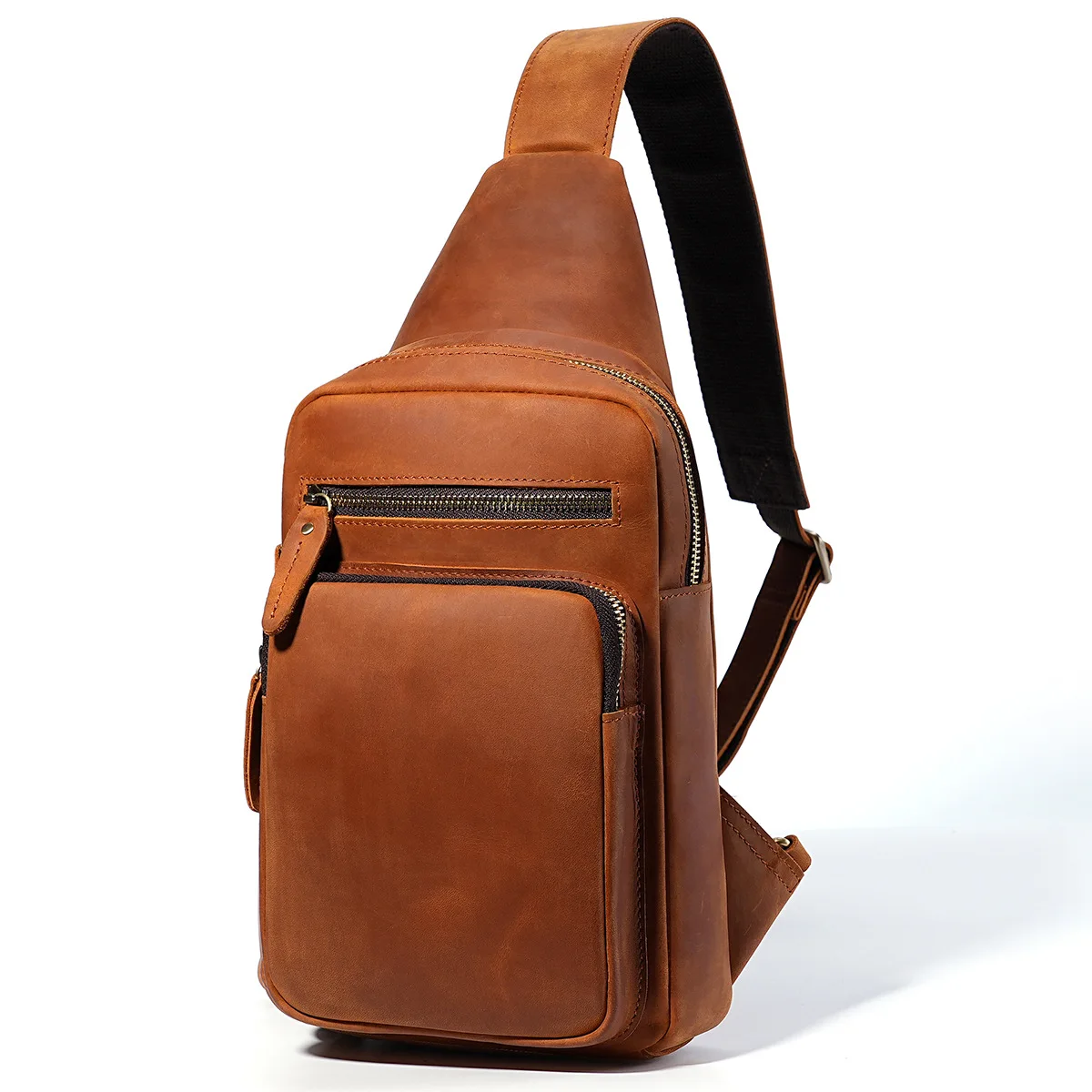 New Men's Chest Bag Pad Can Hold First Layer Cowhide Large Capacity Crossbody Bag Casual Shoulder Bag Genuine Leather Chest Bag