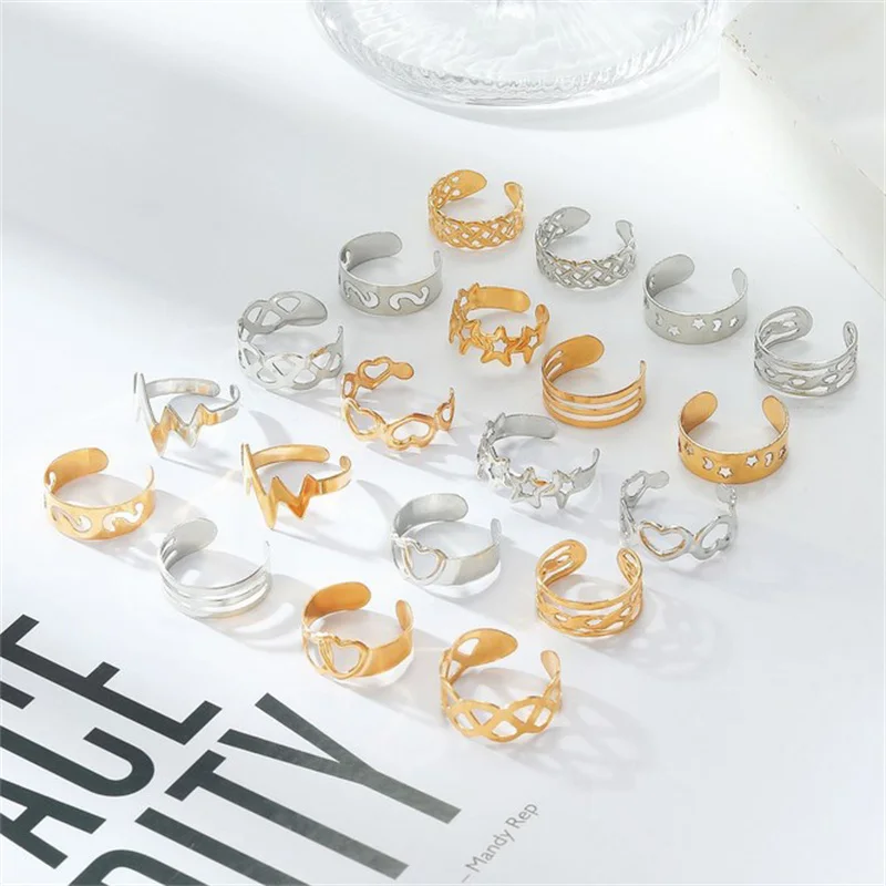 10pcs Adjustable Toe Rings For Women Girls Simple Beach Open Toe Ring Set Cute Heart Summer Toe Ring Foot Jewelry