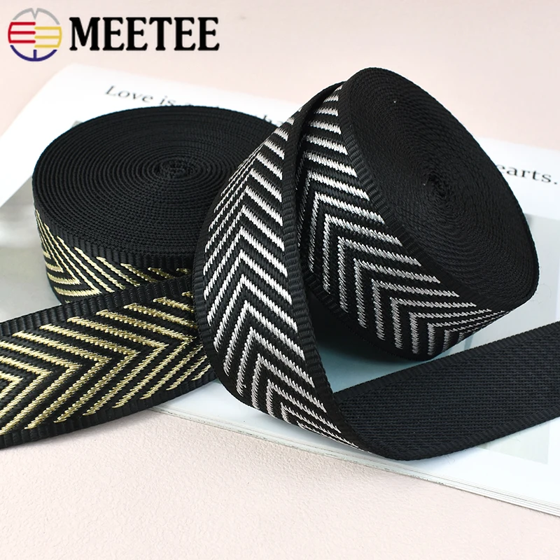 Meetee 2/5Meter 38mm Nylon Jacquard Ribbon Tape Decorative Webbing Band Bag Strap By The Meter Clothes Belt Sewing Bias Material