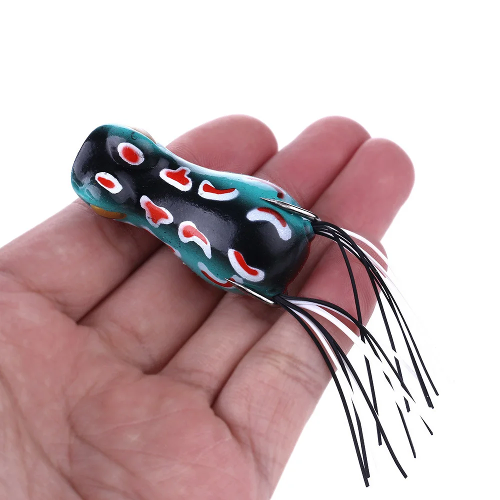 1pc Surface Frog Lure Top Water Bass Fishing Lures Soft Frog Double Propellers Legs Freshwater Rotating Tail Floating Swing Bait