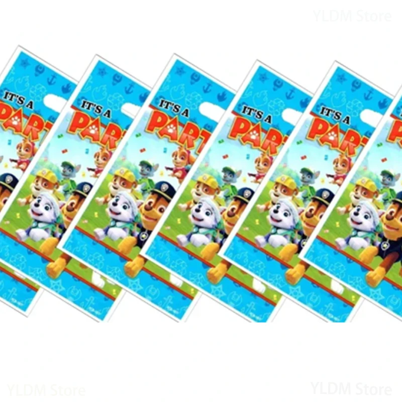 10pcs PAW Patrol Gift Bag Anime Children Birthday Party Plastic Candy Bag Snack Packaging Bags Party Favors Supplies Decoration