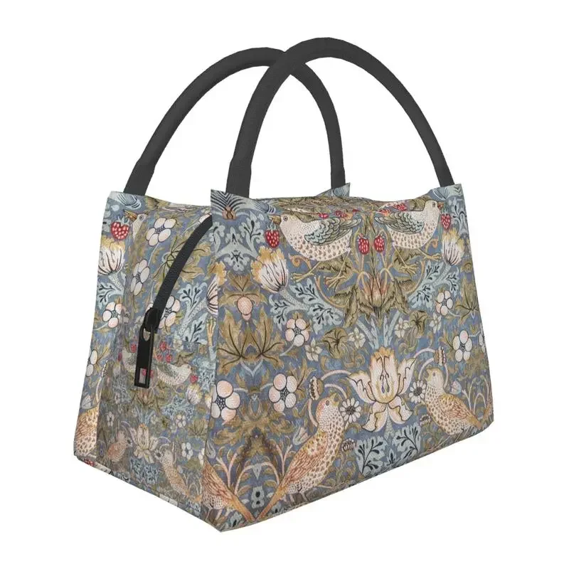 Strawberry Thief Insulated Lunch Bag for Women William Morris Floral Textile Pattern Thermal Cooler Lunch Tote Work Picnic