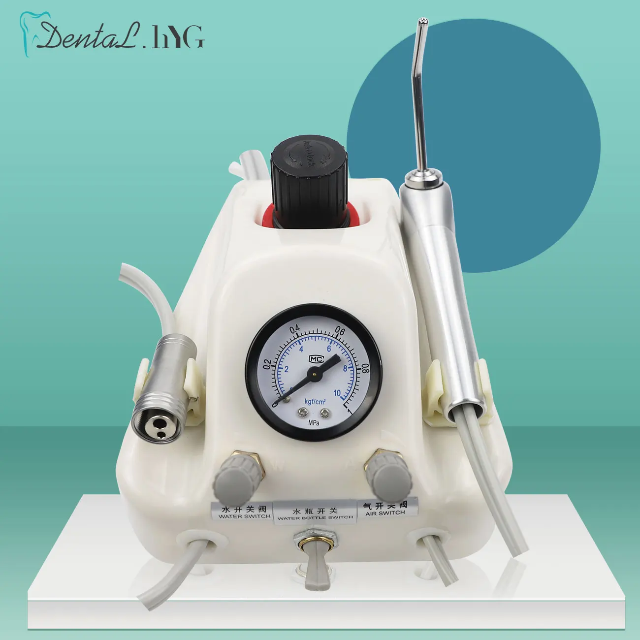 Portable Dental Turbine Unit Work With Air Compressor 3 Way Syringe 2/4 Holes Teeth Whitening Dentistry Equipment Plastic Shell