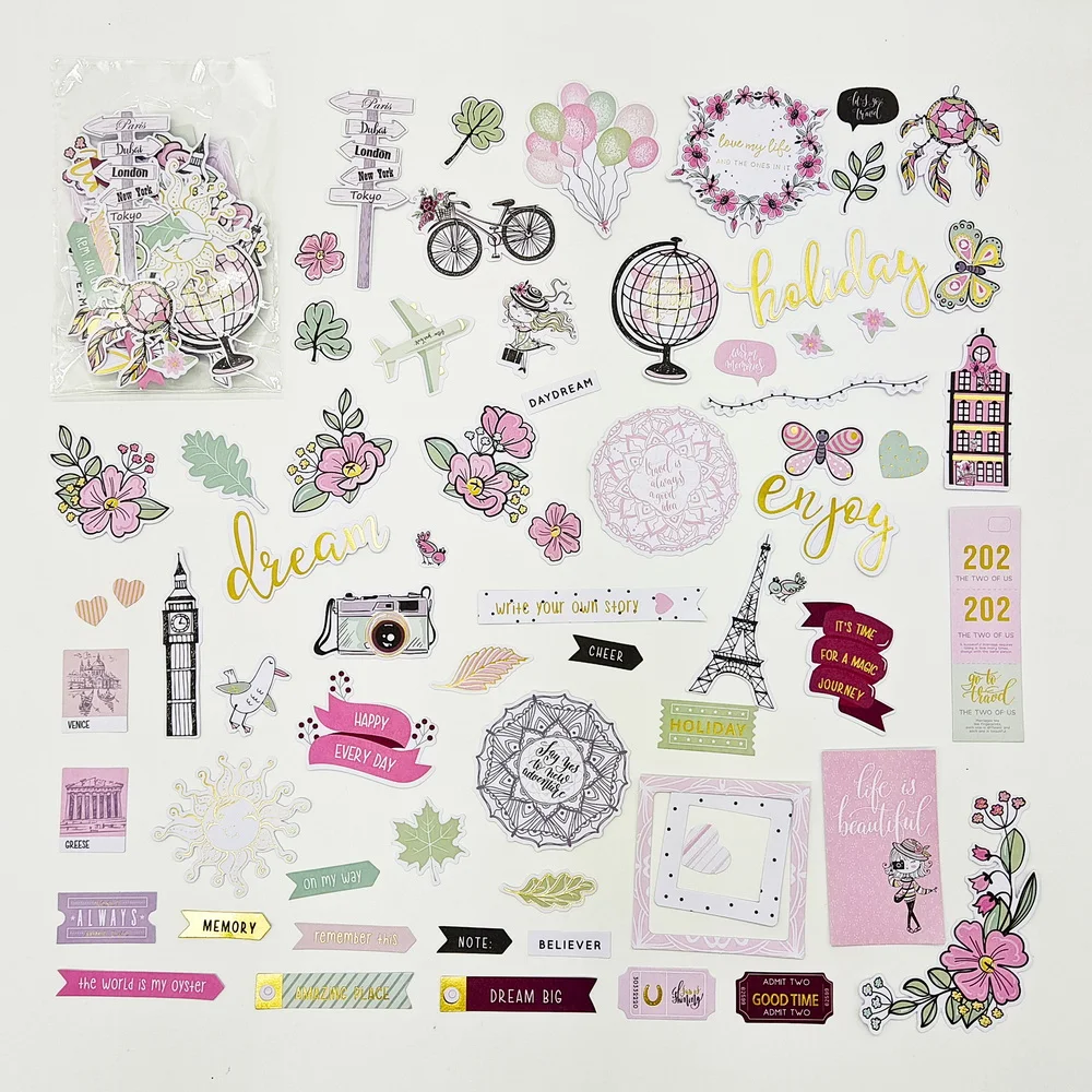 Kreative Papierschnittformen mit Blumenmuster und Goldfolie für Scrapbooking, Journaling und DIY-Kartenherstellung – Detail 3