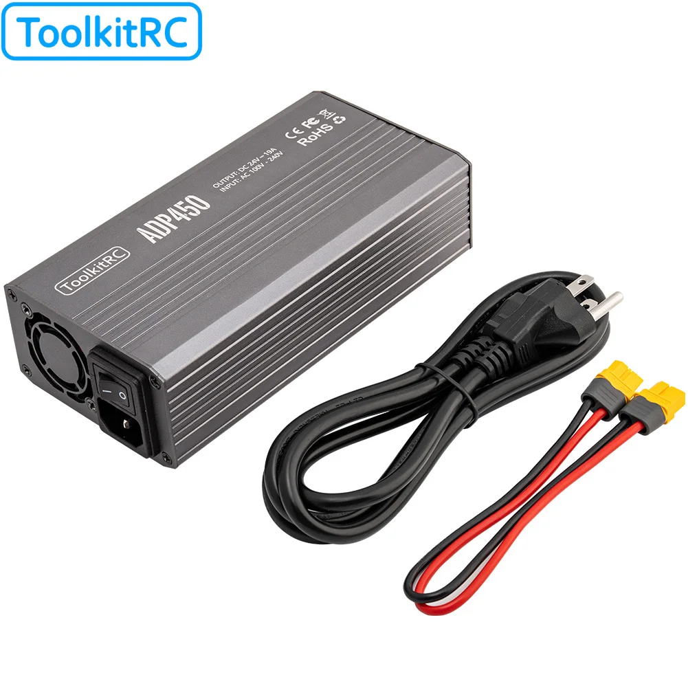 ToolkitRC ADP450 Power Supply Adapter 450W XT60 output 24V19A AC input 100V-240V for ToolkitRC M8D M6D M8P M9 Battery Charger