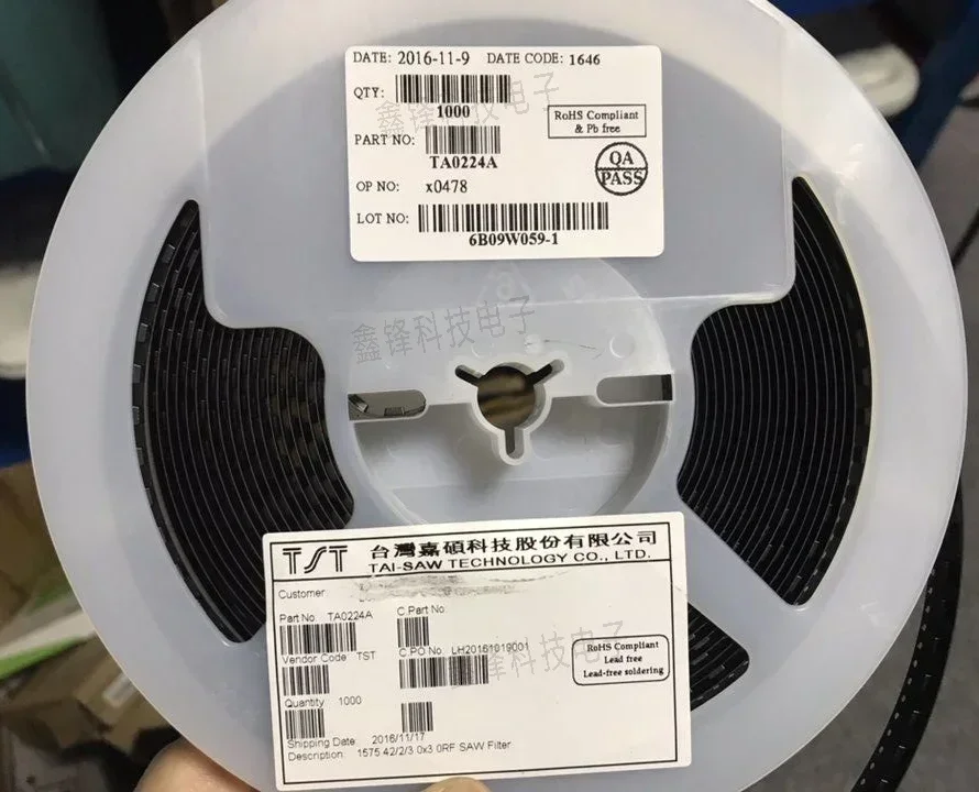 TA942GG 942.5 ميجا هرتز TA TA0363A 1842.5 ميجا هرتز XH TA0836A 1237 ميجا هرتز AZ TA0175A 1960 ميجا هرتز AL TA1621A WC 1579.5 ميجا هرتز SMD 3.0x3.0 مللي متر المنشار تصفية