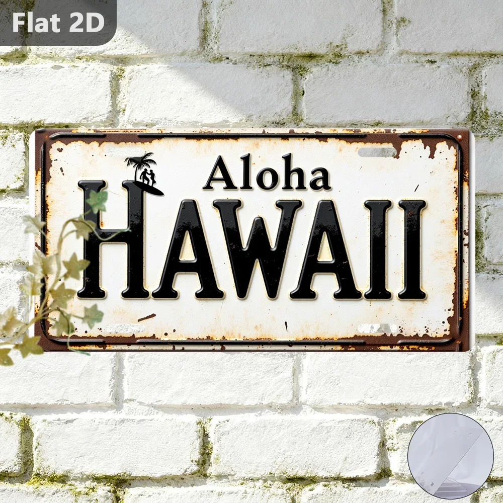 2D Flat Aluminum Aloha Hawaii Vintage Wall Art Travel Souvenir Christmas Gift For Family Friends