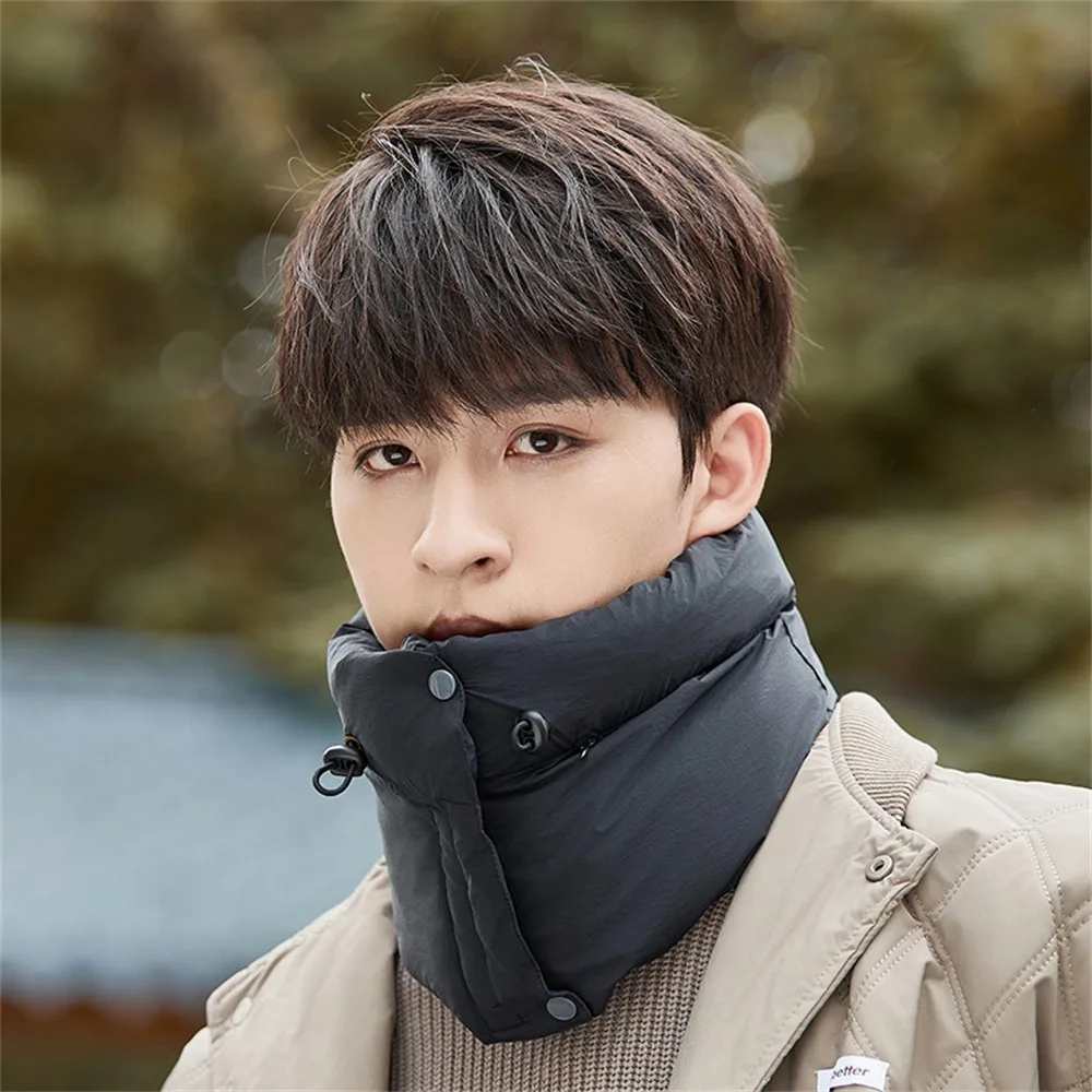 남녀공용 방풍 따뜻한 링 스카프, 겨울 스카프, 하이 칼라 코튼 다운 넥 커버, 목 각반, 야외 사이클링용 패션