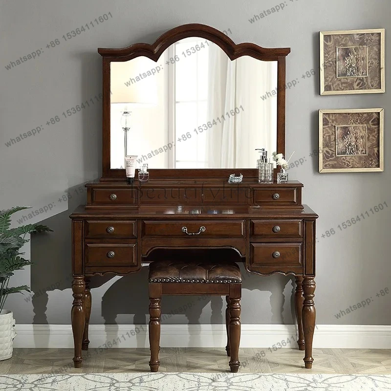 solid wood dresser bedroom modern simple makeup table storage cabinet integrated table