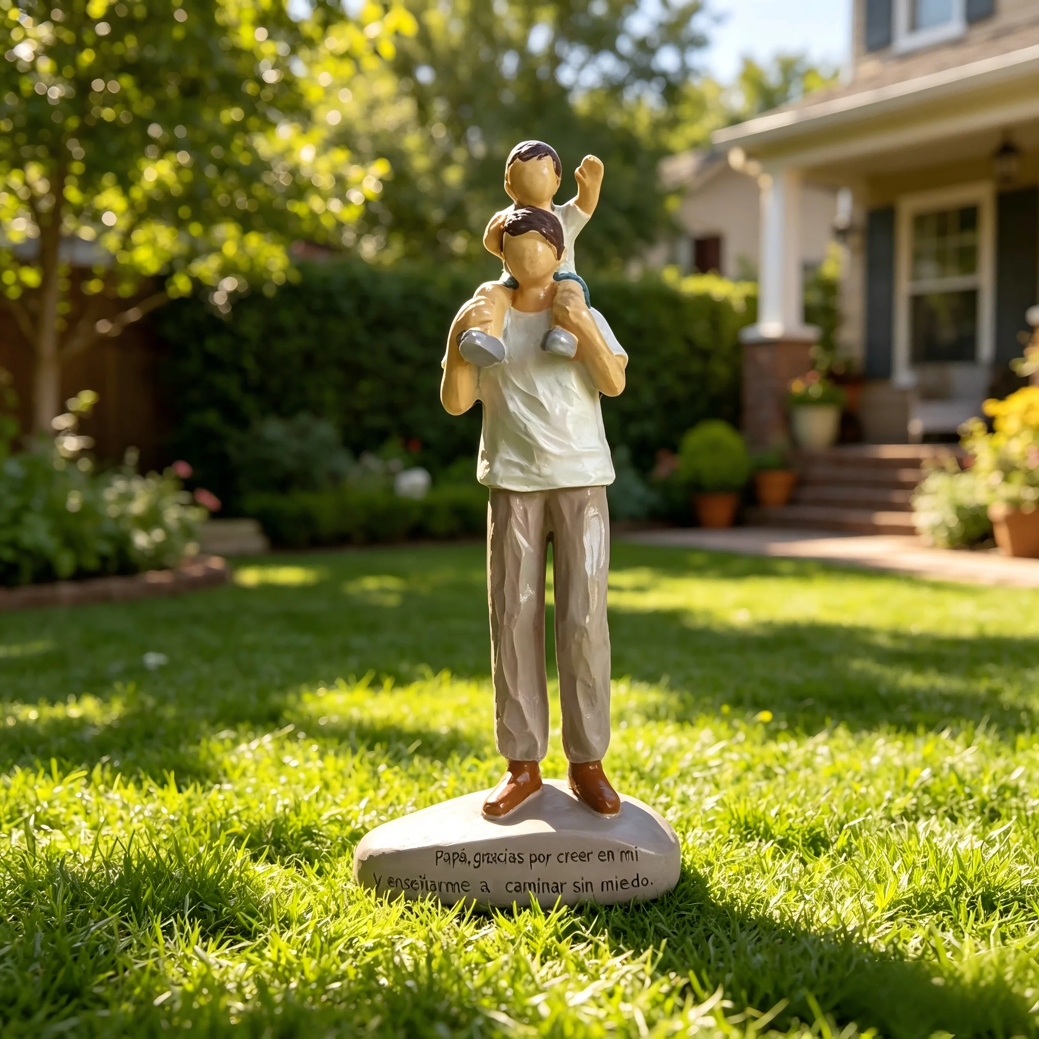 Father Carrying Child Resin Figurine, Loving Family Statue, Warm Home Decor Ornament