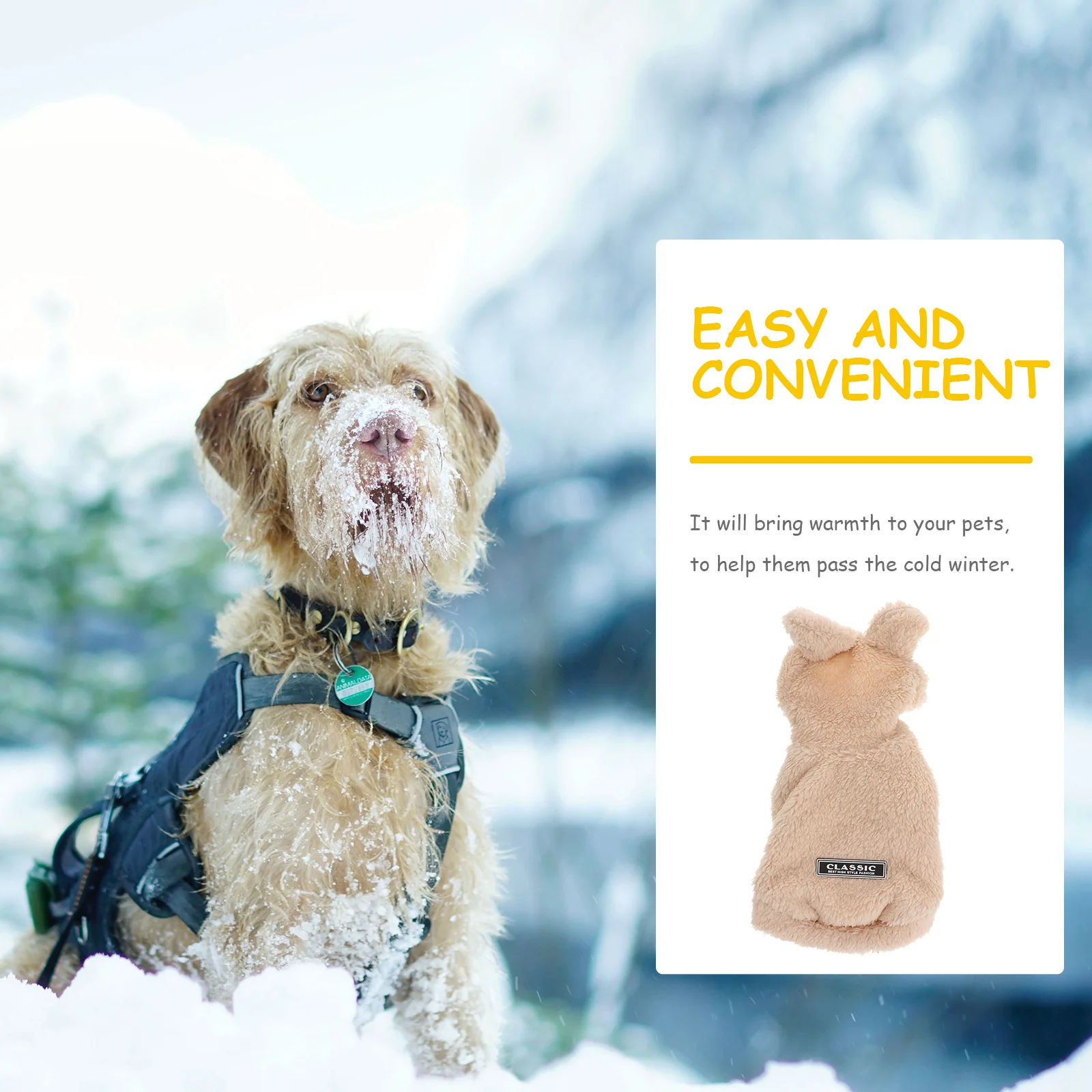 

Ears Dog Clothes Winter Thickened Hooded Dog Apparel Fleece Coat For Dogs Outdoor Christmas Pet Clothes Wear S