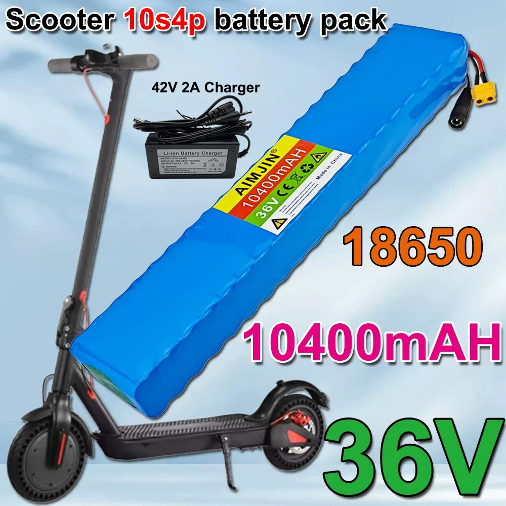 

New 10S4P 36V 10.4Ah Lithium-ion Battery Pack 600W, 30A, Suitable for Bicycles, Cars, and Electric Scooters,with Built-in BMS