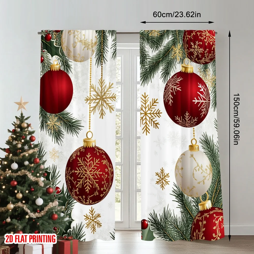 2 قطعة 2D الطباعة المسطحة عيد ميلاد سعيد الستار الشعبي عيد الميلاد الحلي الثلج جارلاند 100% البوليستر بدون كهرباء #2