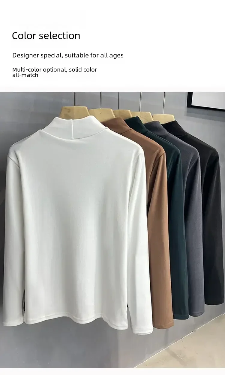 Herren Herbst/Winter Warmes Langarm-T-Shirt Vielseitiges Casual Polo/Rollkragen-Basisshirt Koreanisches Langarm-Oberteil – Detail 17