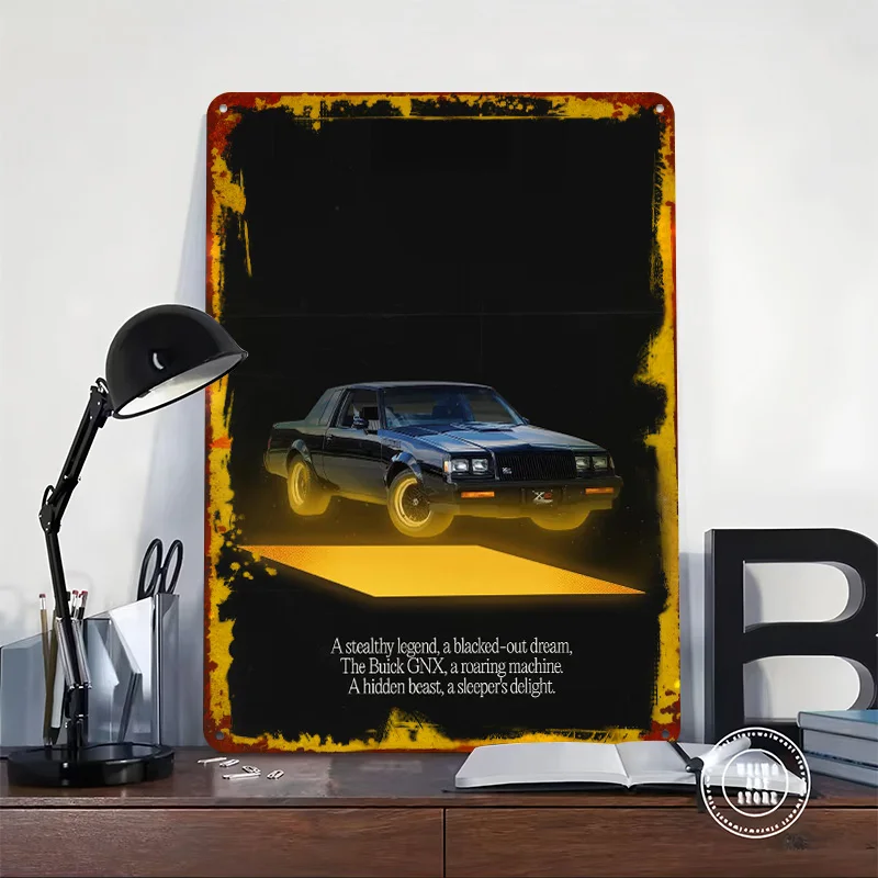 Sports Car GNX Vintage Metal Poster Customized Wall Art Retro Vintage Metal Signs for Man Cave Bedroom Decoration Gaming House