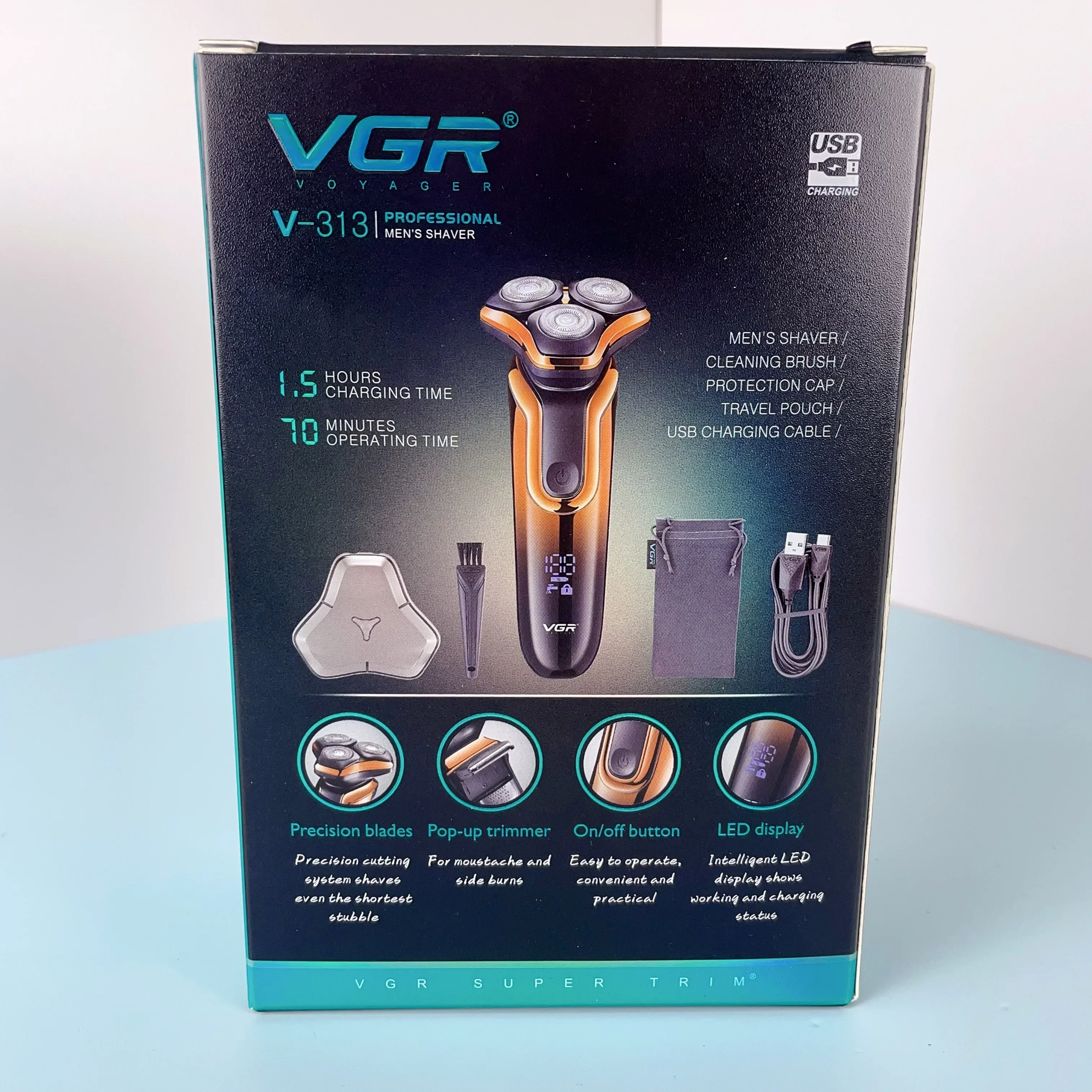 Vgr V-313 Waterproof Ipx7 3d Floating Rechargeable Professional Rotary Shaver For Men