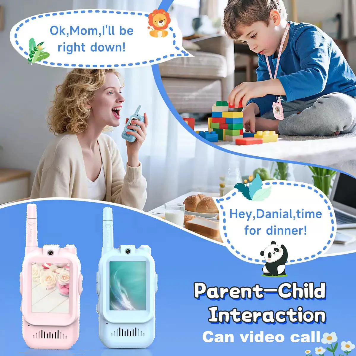 

NEW Video Walkie Talkies for Kids 2PCS USB-C Rechargeable One-Click HD Call Intercom Safe Durable Toy for Children Birthday Gift