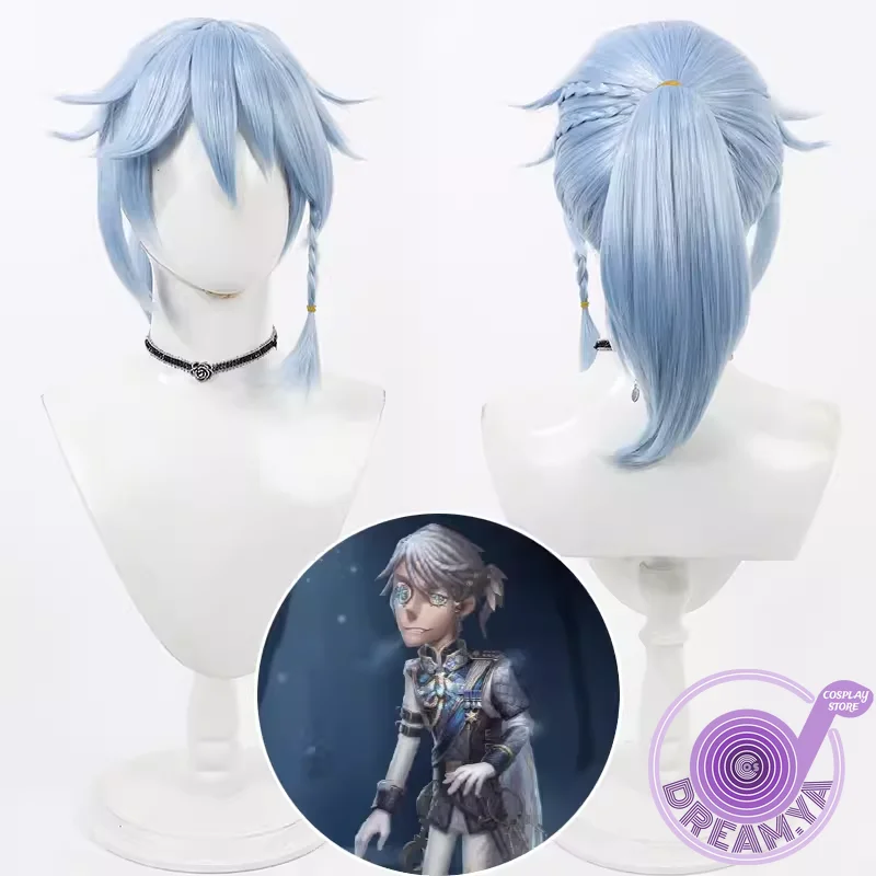 Luca Balsa Cosplay Wig Identity V Game Blue Pigtail Heat Resistant Synthetic Hair Halloween Party Role Play Carnival + Wig Cap