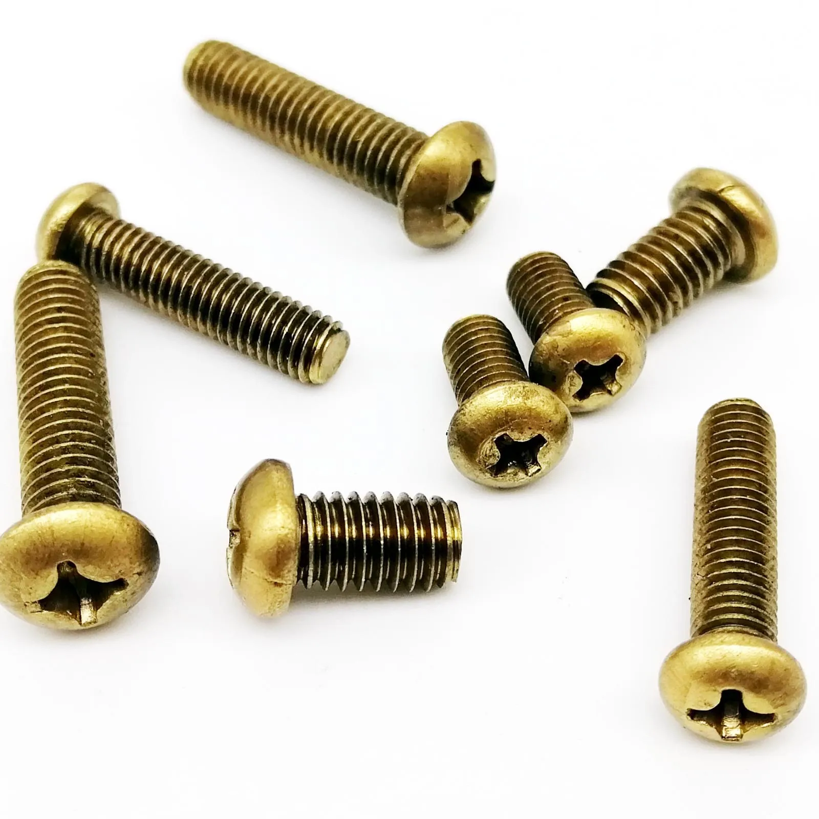 10/20/50pcs M2 M2.5 M3 M4 M5 M6 GB818 Pure Copper Solid Brass Cross Round Phillips Pan Head Screw Bolt Thread Length 4-30mm