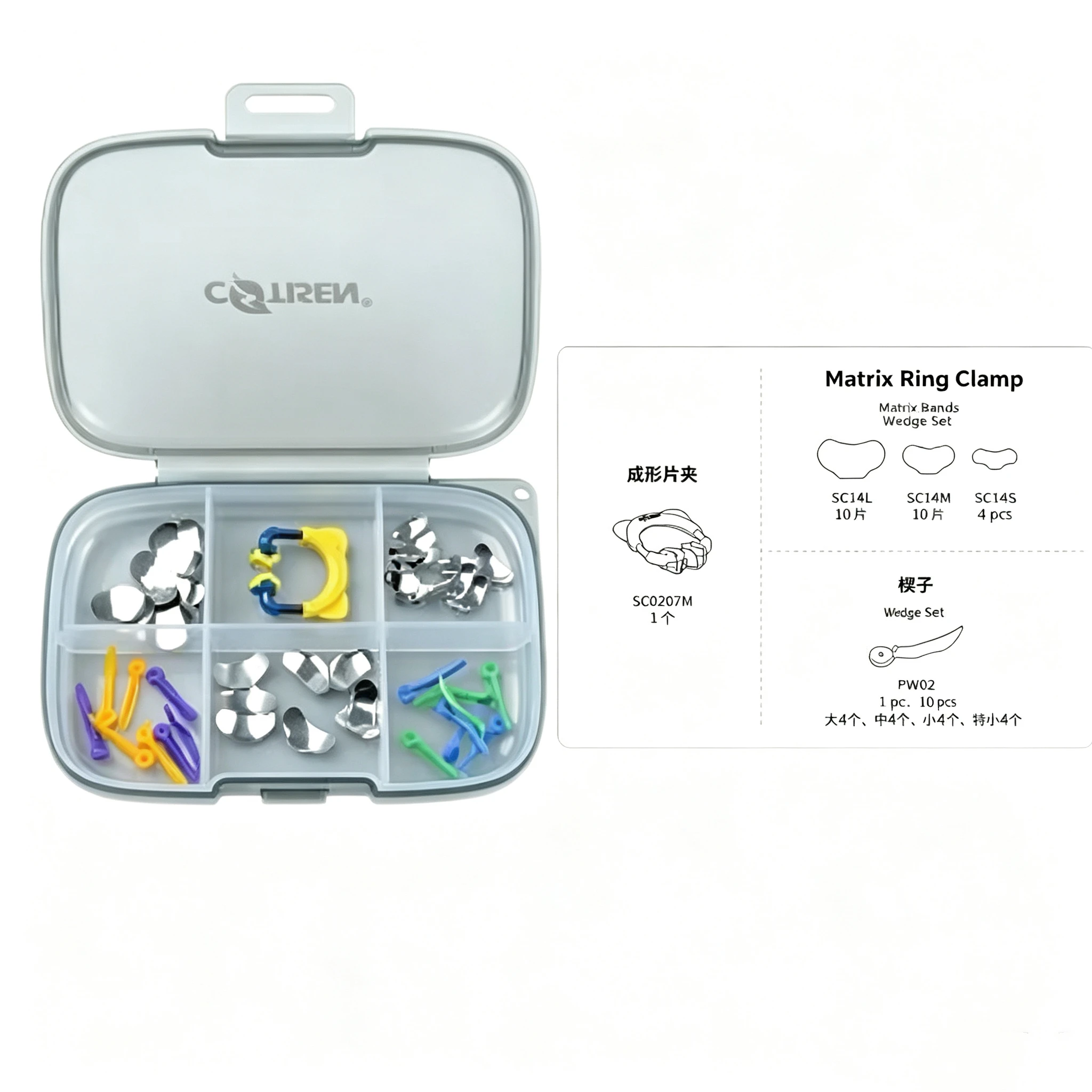 Dental Sectional Matrix System Kit, Anterior & Posterior Teeth Matrix Bands for Class‑II MOD Cavity Composite Resin Restoration