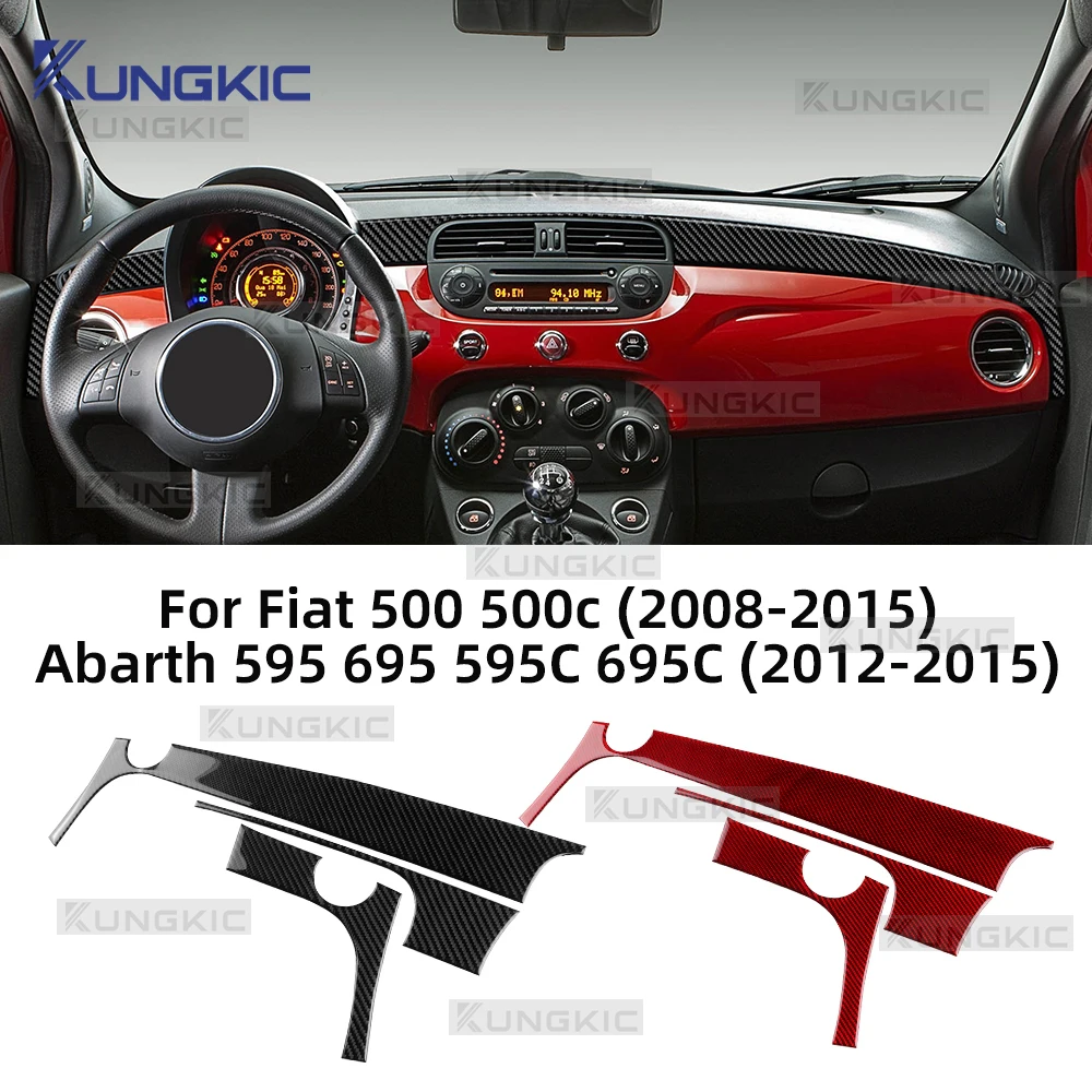 Adesivo de fibra de carbono macio para abarth 595 695 595c 695c 2012 2013 2014 2015 para fiat 500 500c 2008-2015 tira de instrumento de carro guarnição