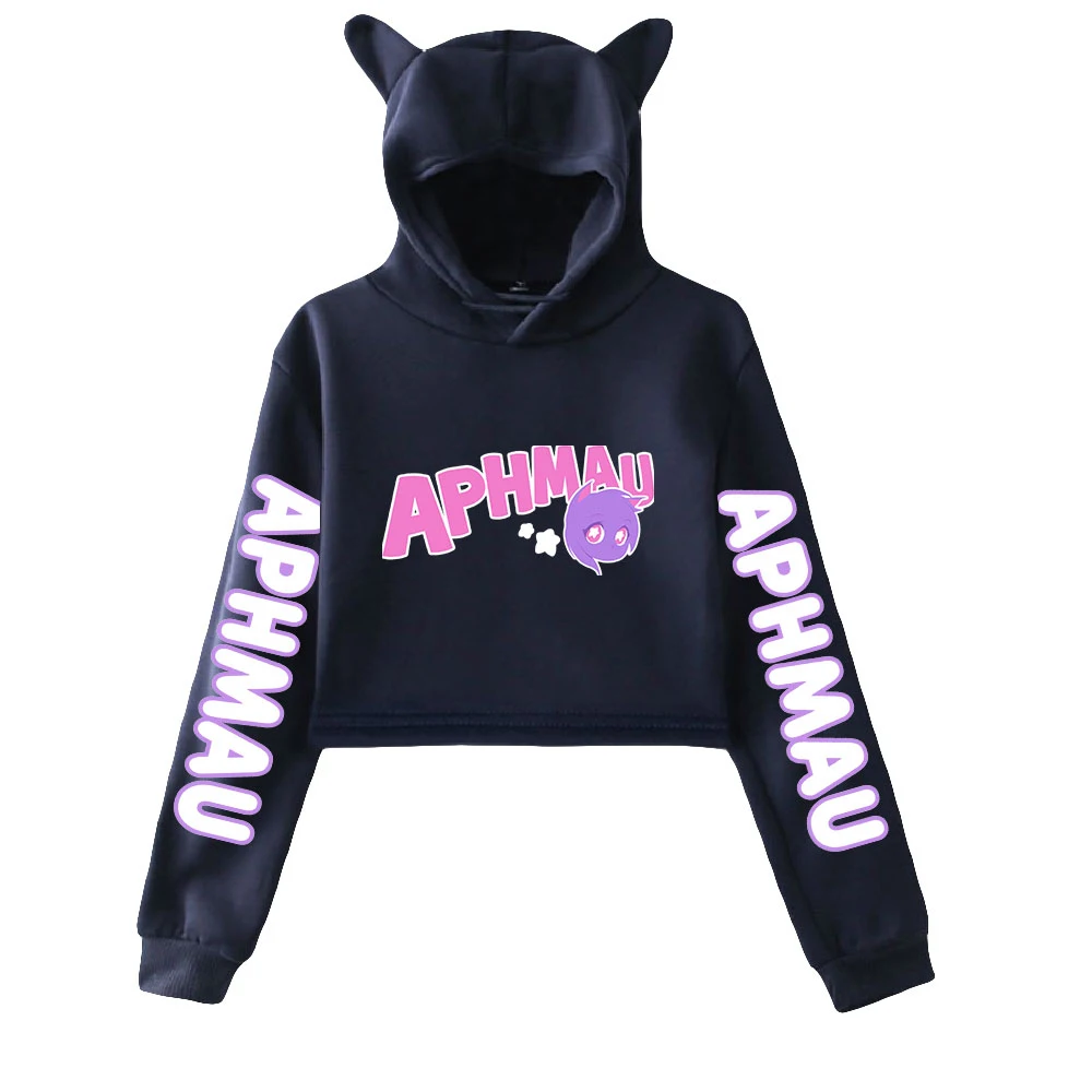 New Hoodie Aphmau Merch Pullover Cat Cropped Hoodie Crop Top Women\'s Hoodies 90s Youthful Girls Harajuku Kawaii Clothes