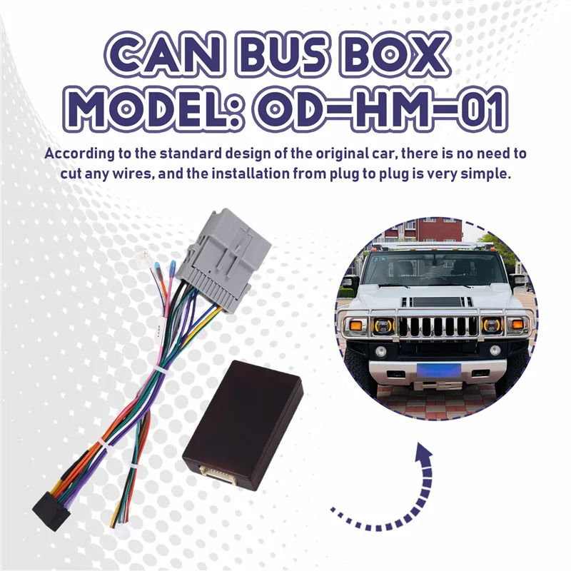 

ABQB-автомобильный 16-контактный адаптер жгута проводов Canbus Box декодер Android радио кабель питания для Hummer H2 OD-HM-01