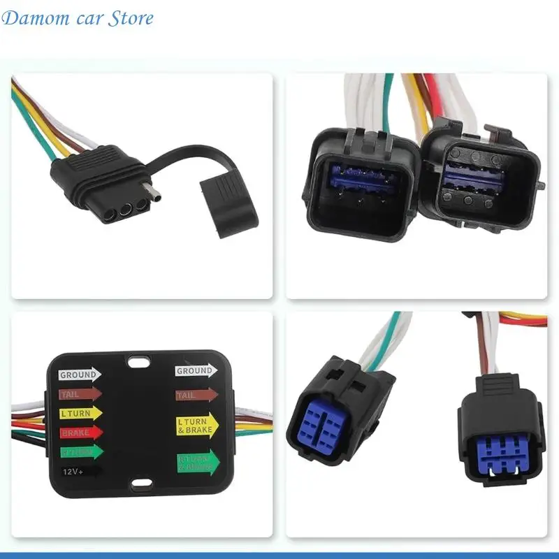 A2UC 4-Flat Trailer Harness 56491 for Brake Turn Tail Light Towing Daily