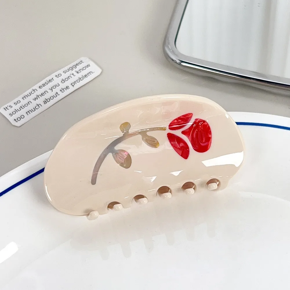 

Креативная заколка-краб для волос с розой из страз, геометрическая, из ацетатного волокна, для затылка, женская