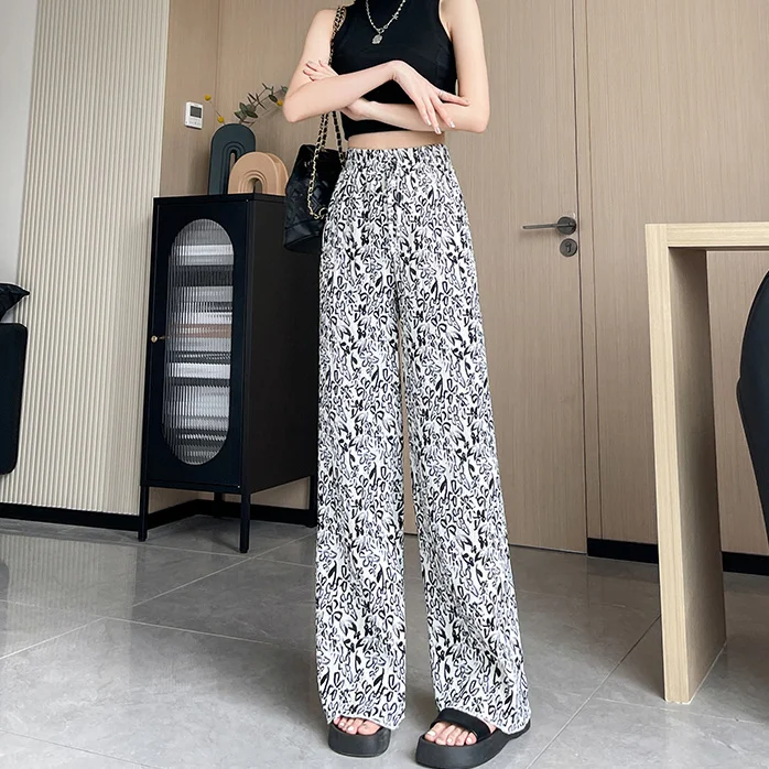 Pantalones Palazzo Verdes Fluidos para Mujer con Estampado Tie-Dye, Cintura Alta, Corte Relajado, Pierna Recta, Largos hasta el Suelo, Protección UV, Ideales para Verano