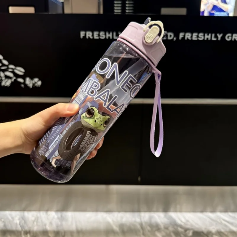 750 مللي جديد سعة كبيرة المحمولة السفر الكرتون القش كوب لطيف كوب ماء من البلاستيك سلسلة البحر الجبلية أنيمي الطرفية عطلة #1