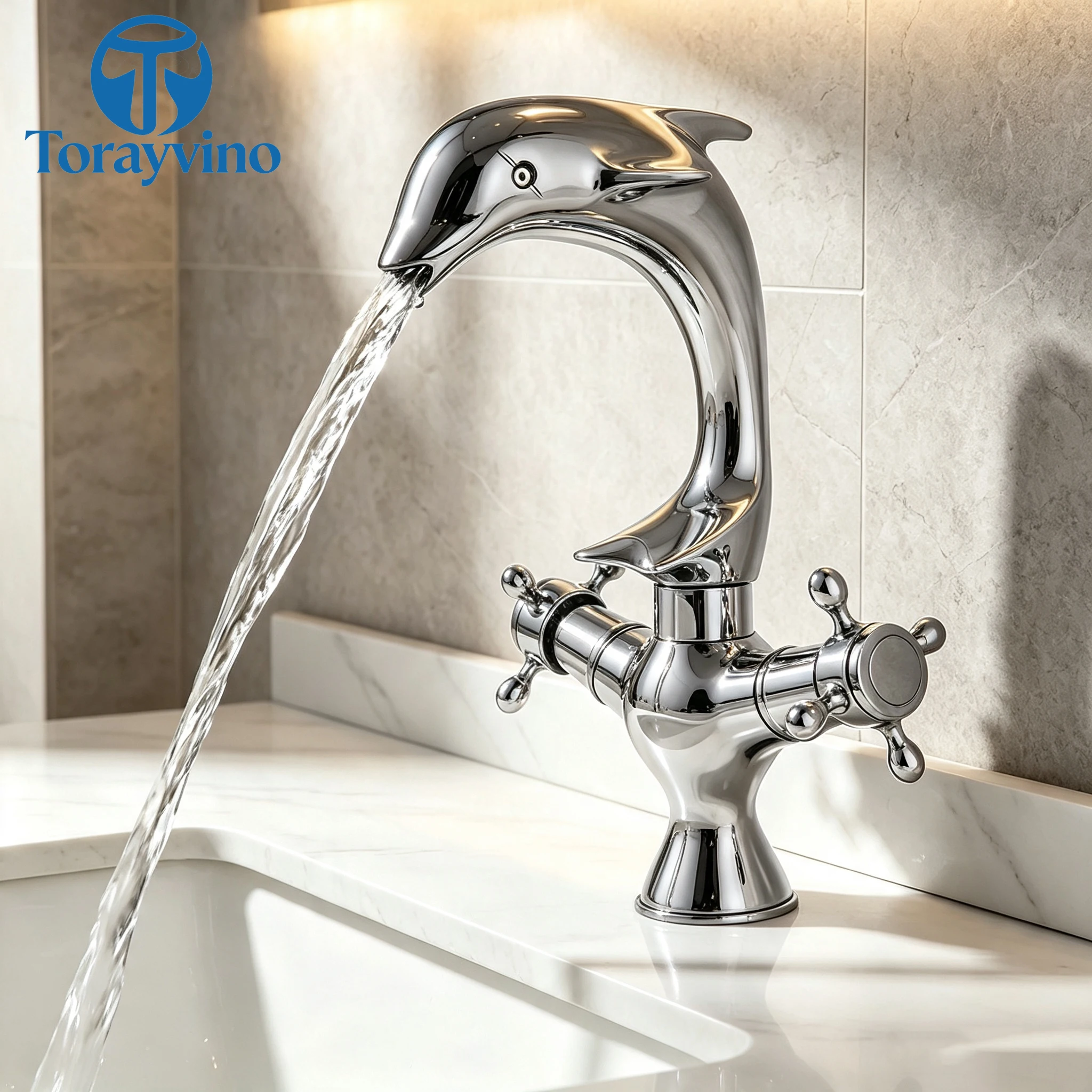 Torayvino Luxury European Bathroom Basin Different Dolphin Black Faucet Vessel Sink Faucets Sink Cold Water Faucet Mixer Tap