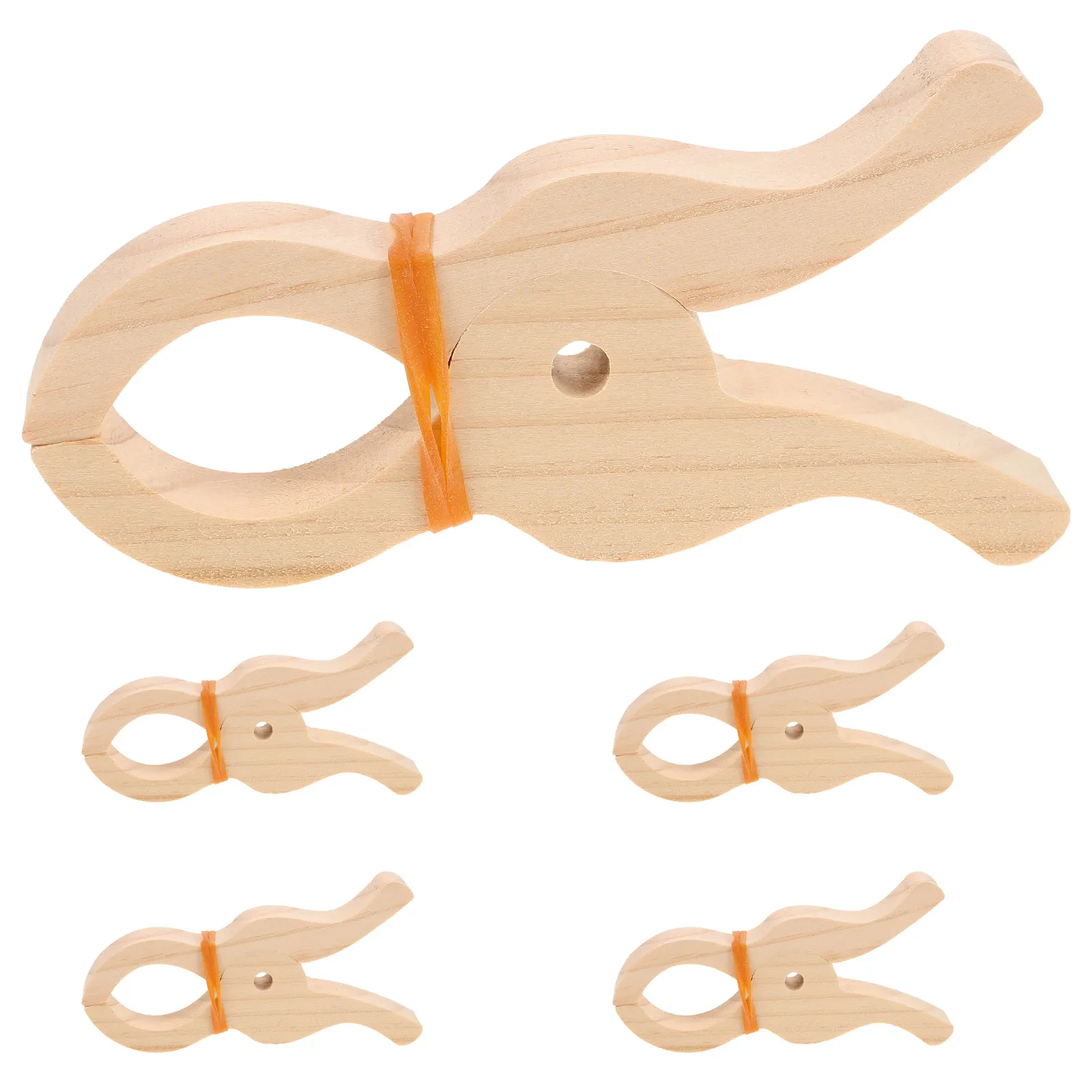 5Pcs Jumbo Wooden Clothes Clips Antislip Curtain Blanket Towel Holder for Balcony Nursery Wardrobe Laundry Beach Quilt Hanging
