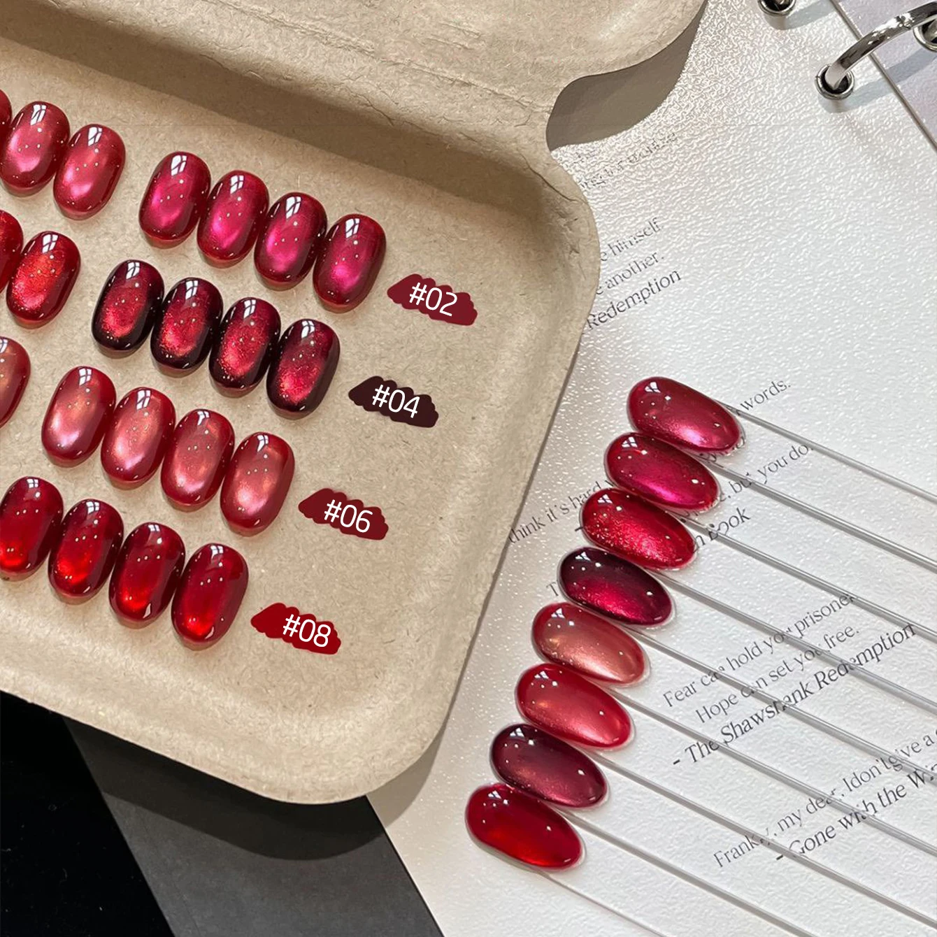 MIANEL 10ML Lucky Red Cat Eye Magnetic Gel Nail Polish 2026 New Wine Red Glass Beads Nail Polish Nail Art New Year Nails 1-8pcs view 3