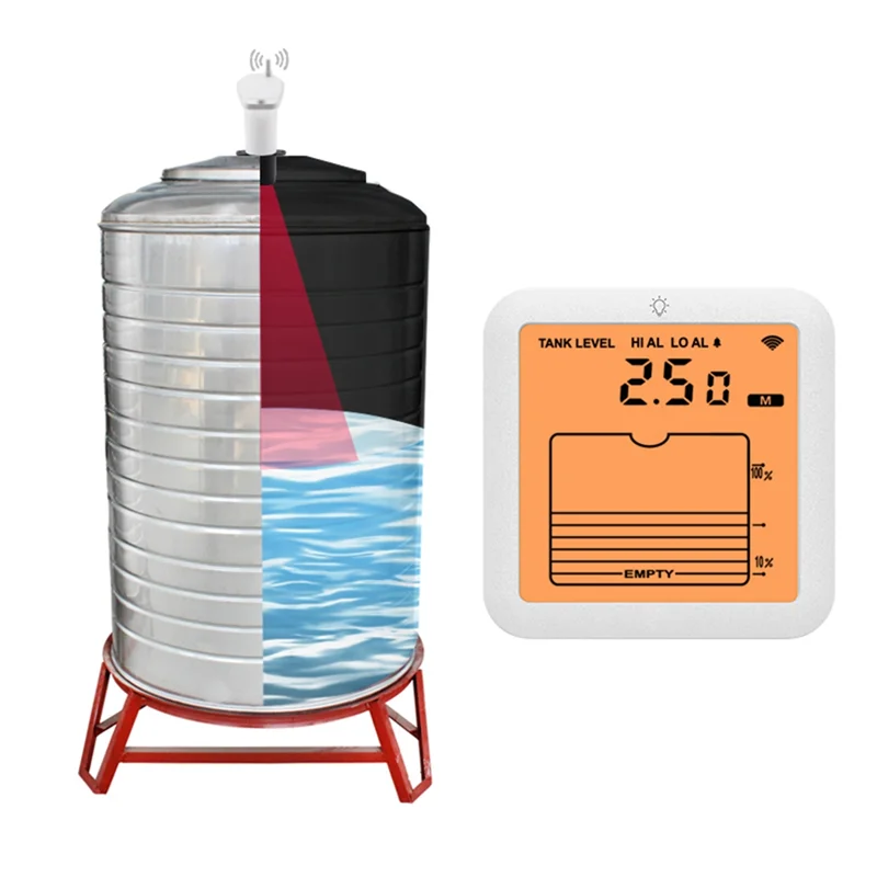 豚肉-超音波水槽レベルメーター、液体深さセンサー、温度表示、時間表示、アラーム機能付き