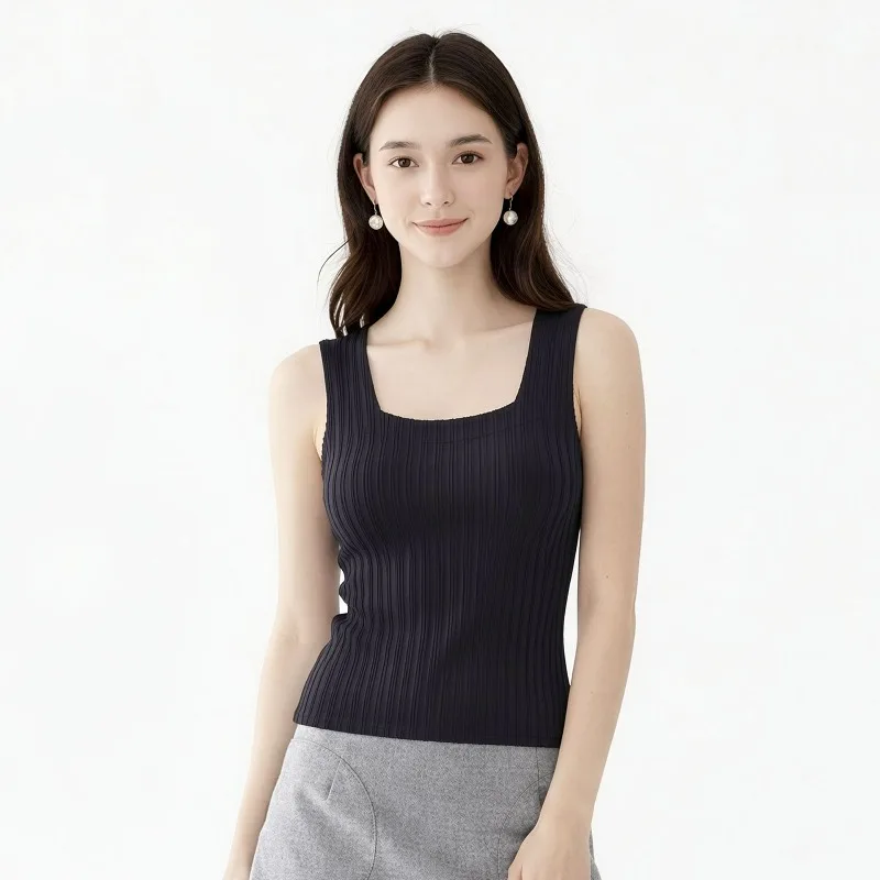 Miyake Pleated Women's Vest 2026 Summer New Solid Color Sleeveless Vest Slim Fit Age-Reducing Slimming Elegant Base Camisole Top