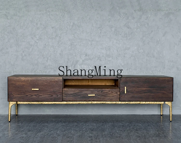 

CL TV Cabinet and Coffee Table Set Simple Modern Small Apartment Living Room Walnut Color Ins Style Light Luxury Furniture