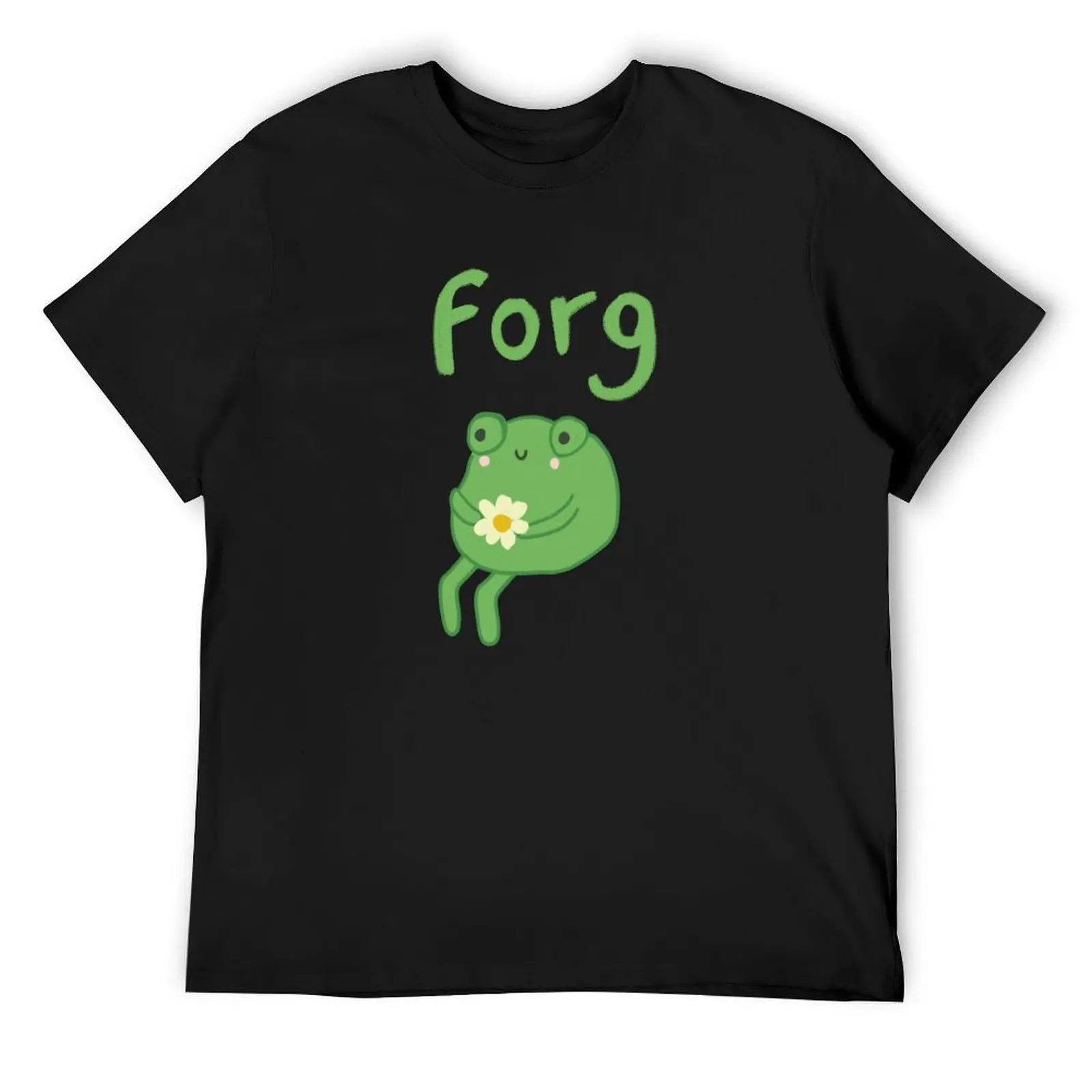 Funny Frog Birthday Cake: Cute Cottagecore Aesthetic with Sad Anime Toad Sitting with Flower T-Shirt