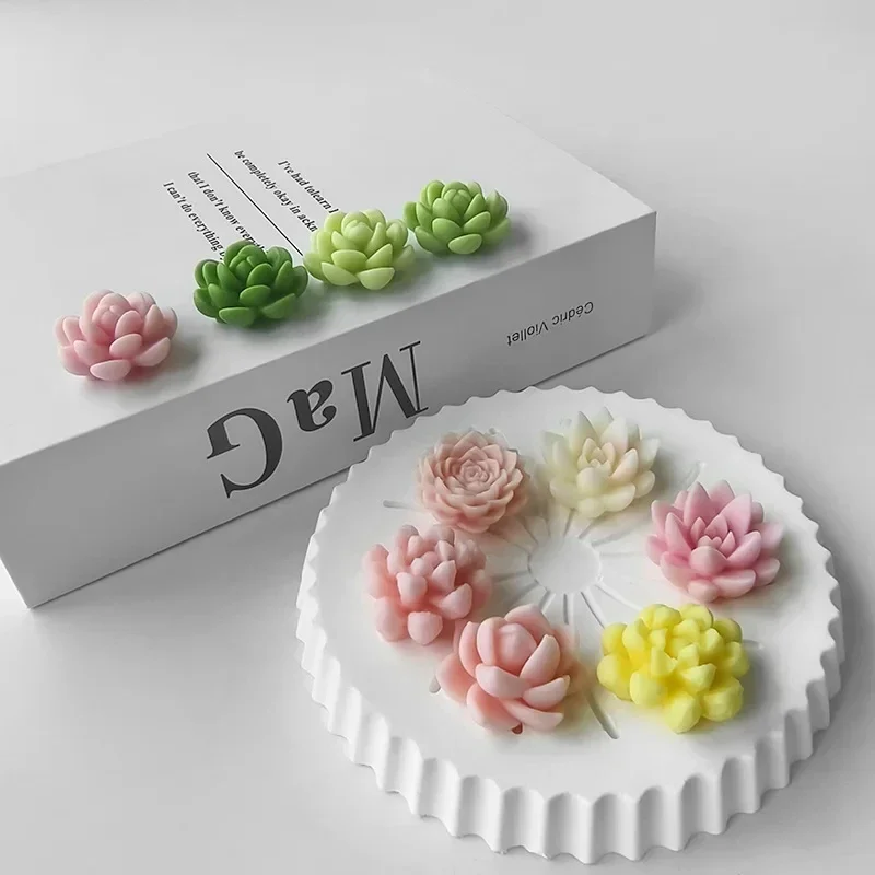 

7in1 Succulent Cactus Silicone Candles Mold Handmade Soap Plaster Decorations Succulent Molds