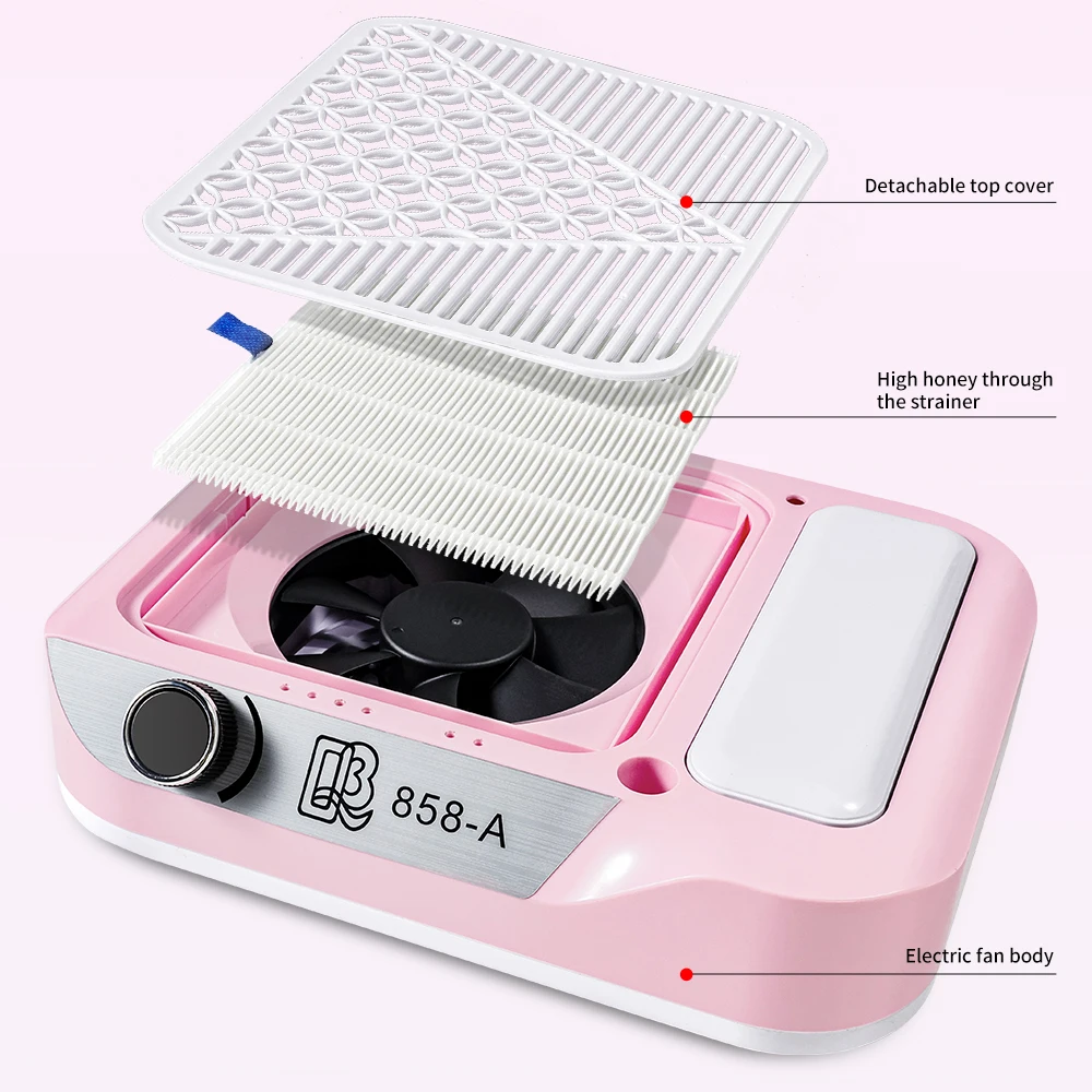 مكنسة تجميع غبار الأظافر القابلة للتعديل بقدرة 80 وات مع ماكينة تنظيف غبار الأظافر منخفضة الضوضاء لصالونات التجميل المنزلية #3