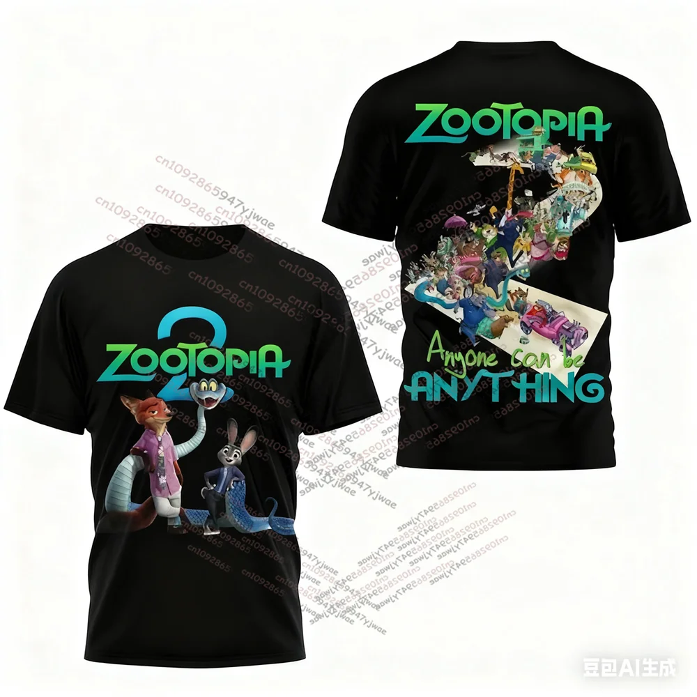 26 nouveau automne Disney Zootopia2 personnage hommes femmes enfants T-shirt séchage rapide à manches courtes Judy/Nick/Wilde dessin animé haut vêtements de nuit