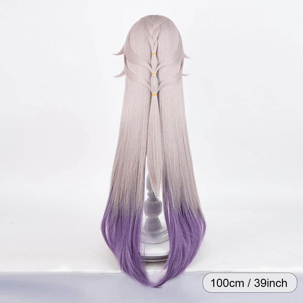 Honkai Star Rail Herta Wig Long Straight Synthetic Ombre Purple Layered Braids Fluffy Game Cosplay Wig for Daily Party